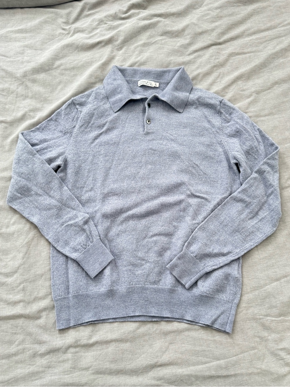 Collars & Co. Long Sleeve Men’s Polo Sweater in Light Grey | 100% Merino Wool